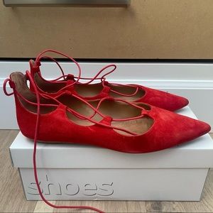 Red Lace-Up Flats